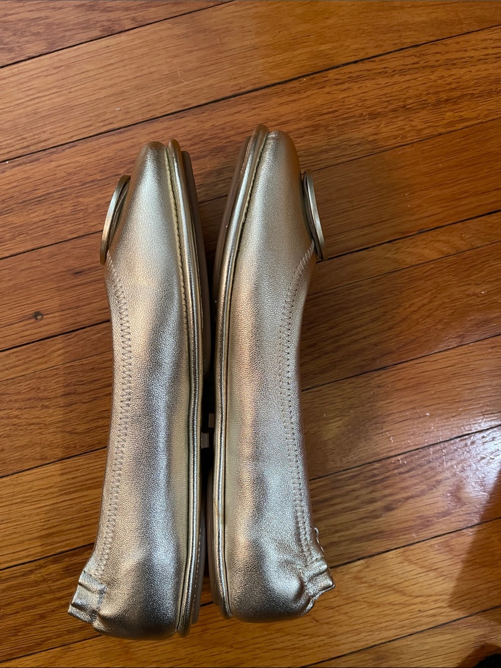Tory Burch Metallic Gold Reva Ballet Flats - Picture 12 of 14